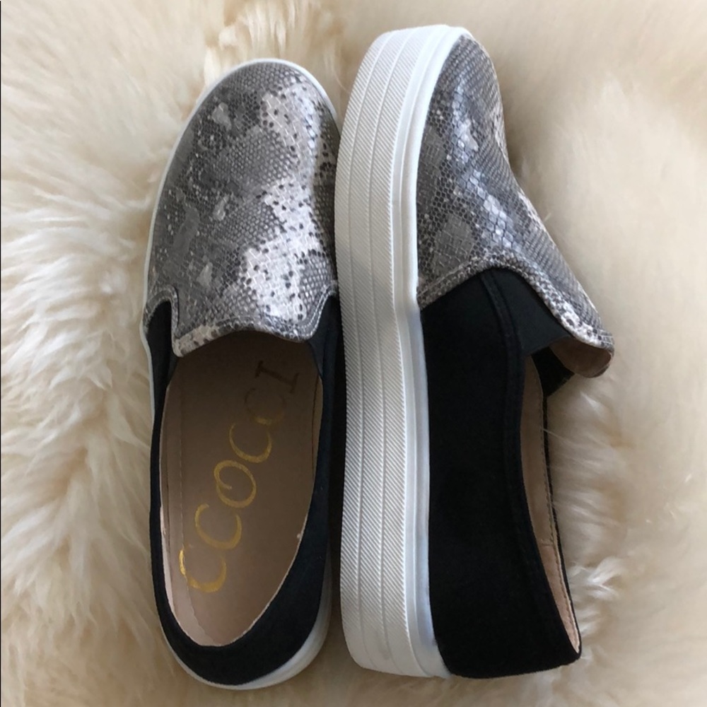 Snake print and suede slip on sneakers